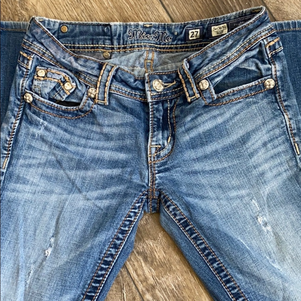 Miss Me Boot Cut Ripped Jeans Size 27 - Picture 2 of 10